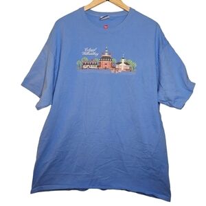 Vintage Colonial Williamsburg Blue T-shirt on Hanes Tagless Size 2XL